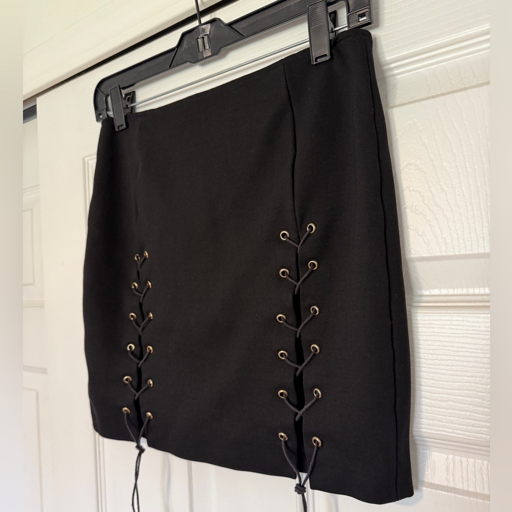 Olivaceous Black Lace-Up Skirt